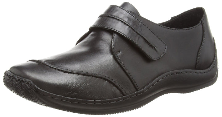 Rieker Antistress L1760 Ladies Black Leather Touch Fasten Shoes