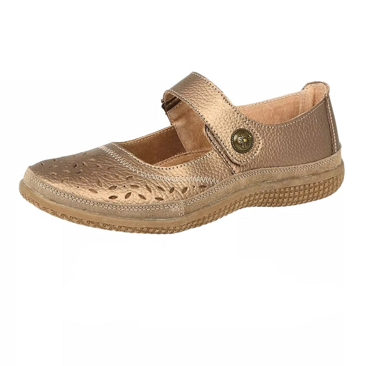 Boulevard L408 BRONZE Leather EXTRA WIDE FIT EEE Perforated Mary Jane Shoe