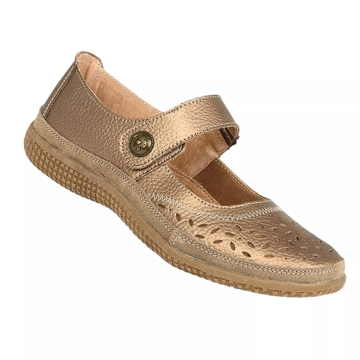 Boulevard L408 BRONZE Leather EXTRA WIDE FIT EEE Perforated Mary Jane Shoe