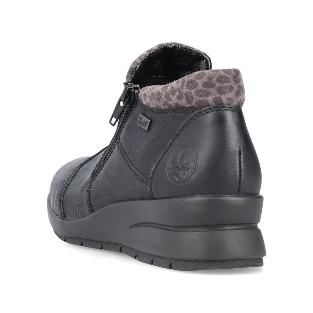 Rieker Antistress L4881 Ladies Water Resistant Leather Twin Zip Warm Lined Ankle Boots Black