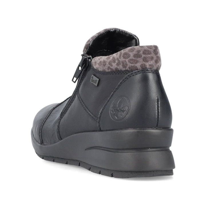 Rieker Antistress L4881 Ladies Water Resistant Leather Twin Zip Warm Lined Ankle Boots Black