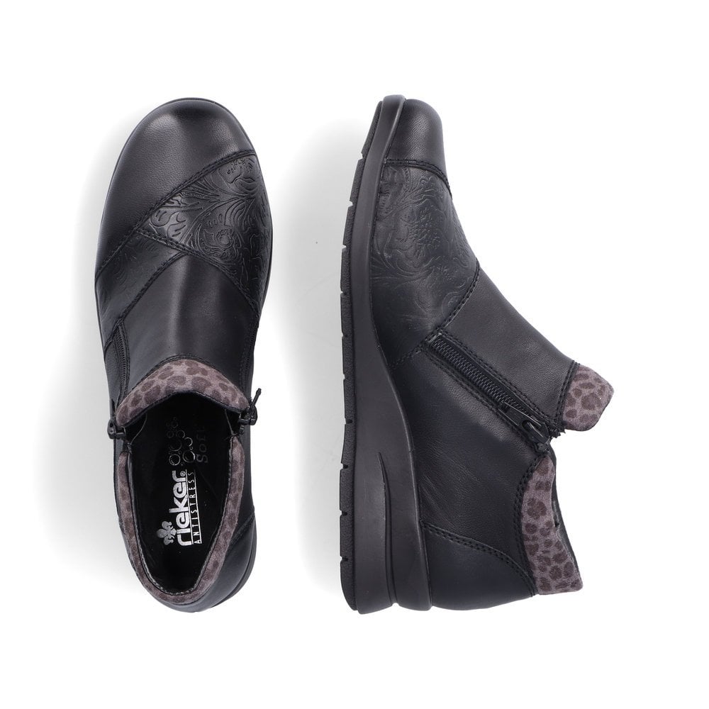 Rieker Antistress L4881 Ladies Water Resistant Leather Twin Zip Warm Lined Ankle Boots Black