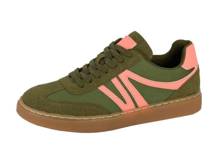 Cipriata L689 Redea Ladies Khaki/ Pink Athleisure Fashion Lace Up Trainers