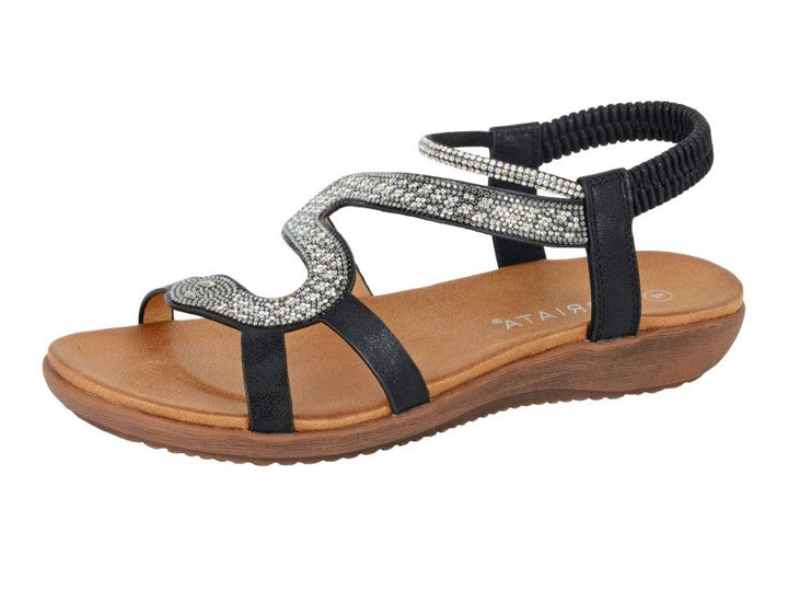 Cipriata SERPENT L656 Ladies Black Elasticated Sling Jewelled Sandals Back