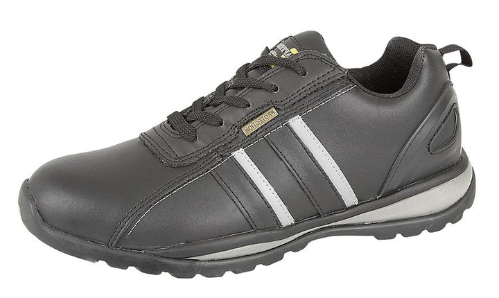 Grafters M090A Mens Black Grey Leather Lightweight Steel Toe Cap Safety Trainers