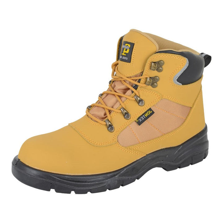 Grafters Unisex Waterproof Steel Toe Cap Lace Up Safety Hiker Boots Honey Tan Action Nubuck