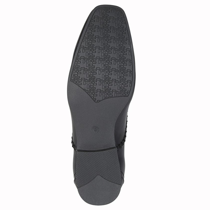 Route 21 M191 Mens Faux Leather Stitch Detail Padded Insoles Slip On Moccasin Black