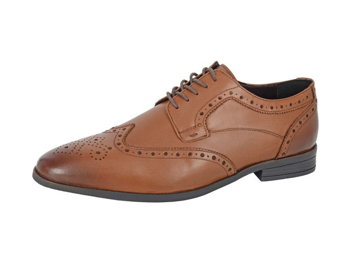 Roamers Mens Brown Softie Leather 5 Eyelet Brogue Lace Up Shoes