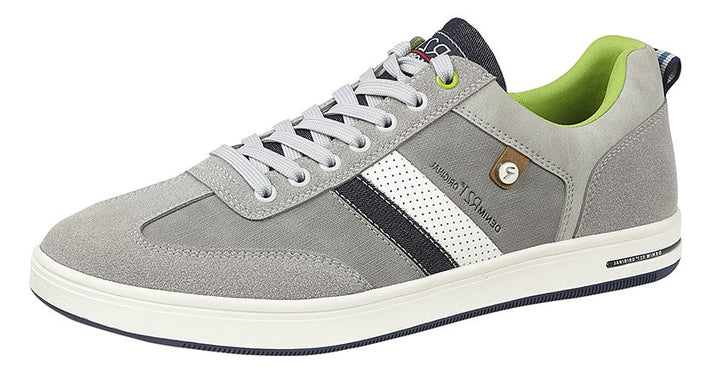 Route 21 M423F Mens Grey Navy & White Striped Trainers 7 Eyelet Lace Up Leisure Sports Sneakers