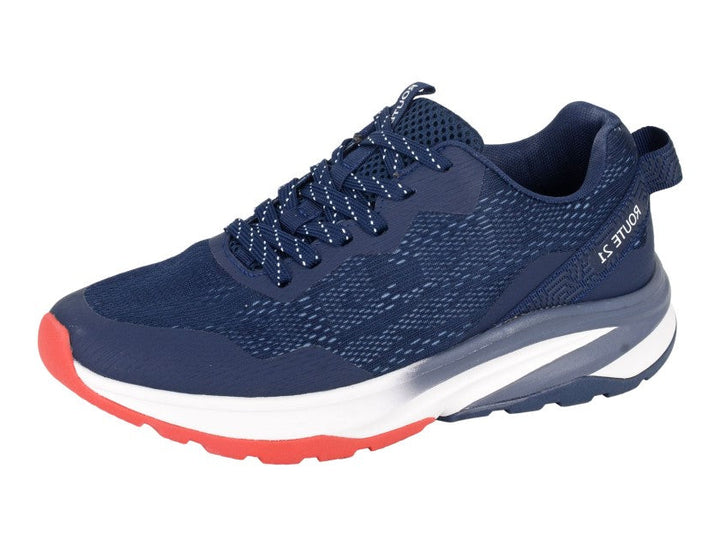 Route 21 M842 Mens Textile Light Weight 6 Eyelet Lace Up Leisure Trainers Navy Combination