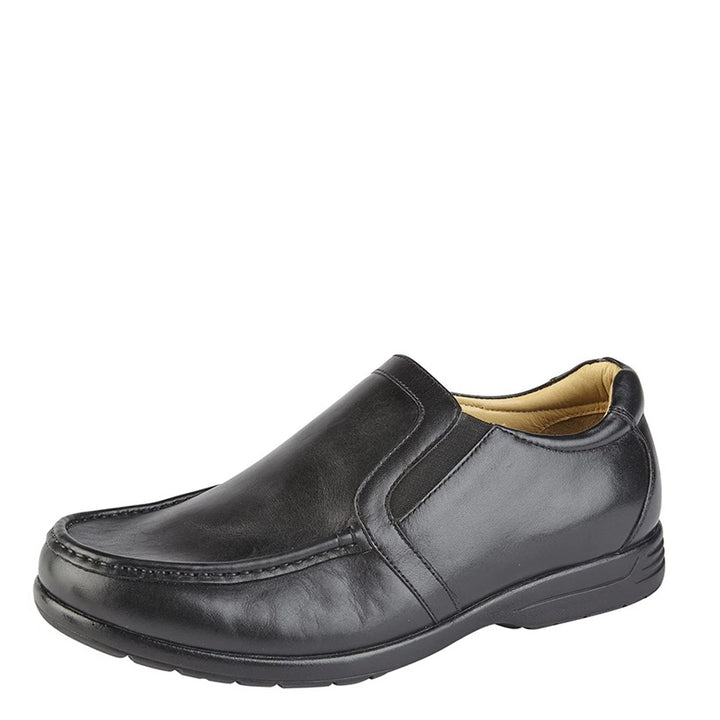 Roamers M984 Mens Black Leather EXTRA XXX WIDE 3 IN 1 FIT Lightweight Casua Slip On Shoes