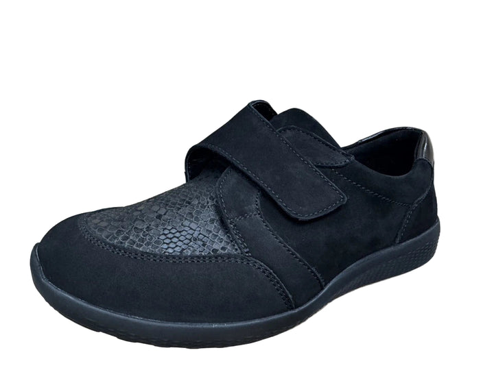 Waldlaufer 815M32/302 M-IRA Womens EXTRA EEE/4E WIDE Fit Black Suede/Lycra M-Ira Touch Fasten Ortho Shoes (Copy)