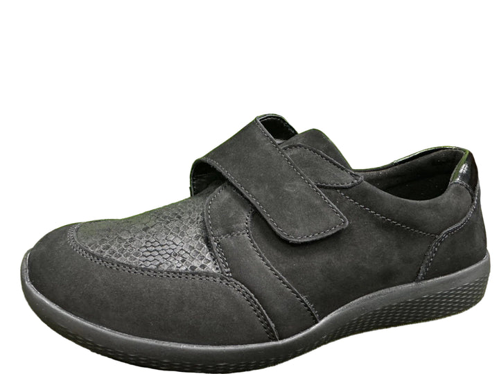 Waldlaufer 815M32/302 M-IRA Womens EXTRA EEE/4E WIDE Fit Black Suede/Lycra M-Ira Touch Fasten Ortho Shoes (Copy)