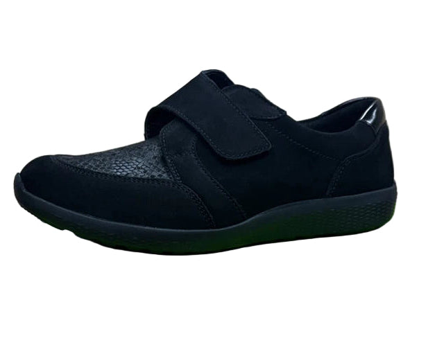 Waldlaufer 815M32/302 M-IRA Womens EXTRA EEE/4E WIDE Fit Black Suede/Lycra M-Ira Touch Fasten Ortho Shoes (Copy)