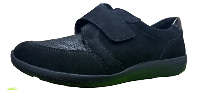 Waldlaufer 815M32/302 M-IRA Womens EXTRA EEE/4E WIDE Fit Black Suede/Lycra M-Ira Touch Fasten Ortho Shoes (Copy)