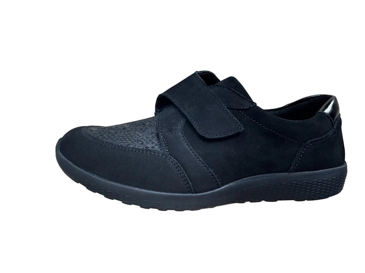 Waldlaufer 815M32/302 M-IRA Womens EXTRA EEE/4E WIDE Fit Black Suede/Lycra M-Ira Touch Fasten Ortho Shoes (Copy)