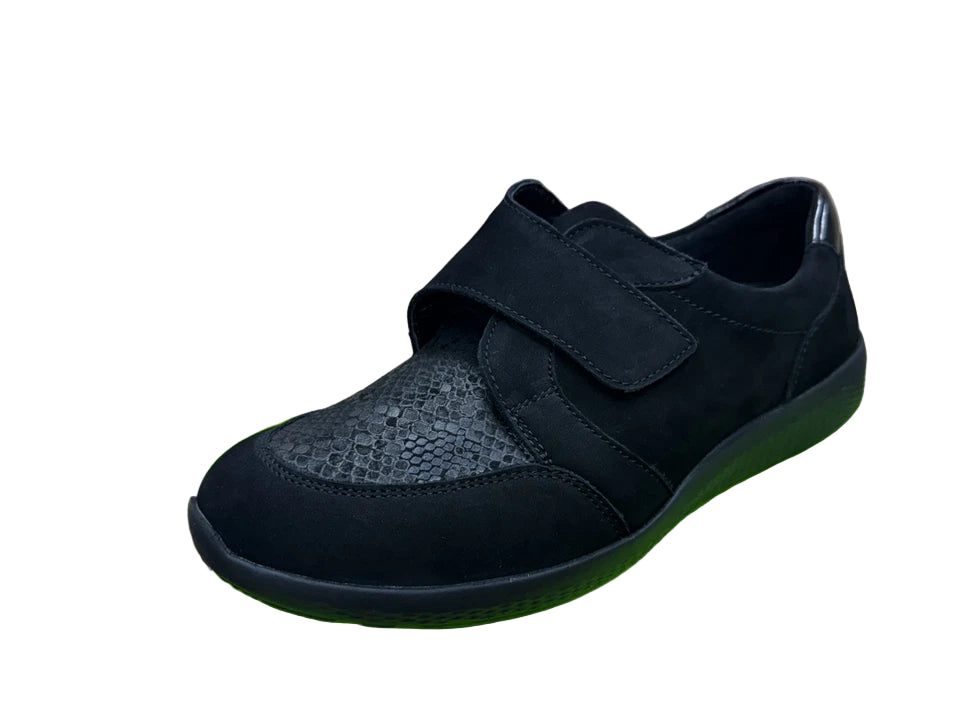 Waldlaufer 815M32/302 M-IRA Womens EXTRA EEE/4E WIDE Fit Black Suede/Lycra M-Ira Touch Fasten Ortho Shoes (Copy)