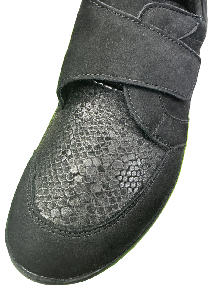 Waldlaufer 815M32/302 M-IRA Womens EXTRA EEE/4E WIDE Fit Black Suede/Lycra M-Ira Touch Fasten Ortho Shoes (Copy)