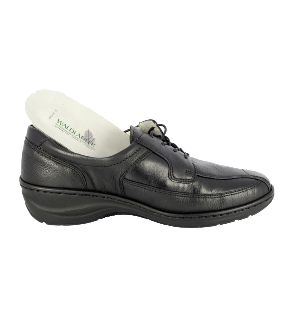 Waldlaufer 820001 300 001 Monic Extra Wide Fit Black Leather Lace Up Shoes With Removable Insoles