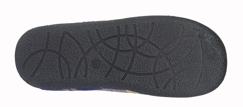 Zedzzz Fabian MS390 Mens Warm Faux Fur Lined Mule Slippers Cushioned Navy Check