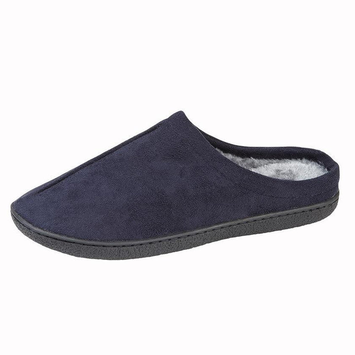 Zedzzz MS396 Mens Navy Cushioned Mule Slippers With Faux Fur Lining Centre Seam