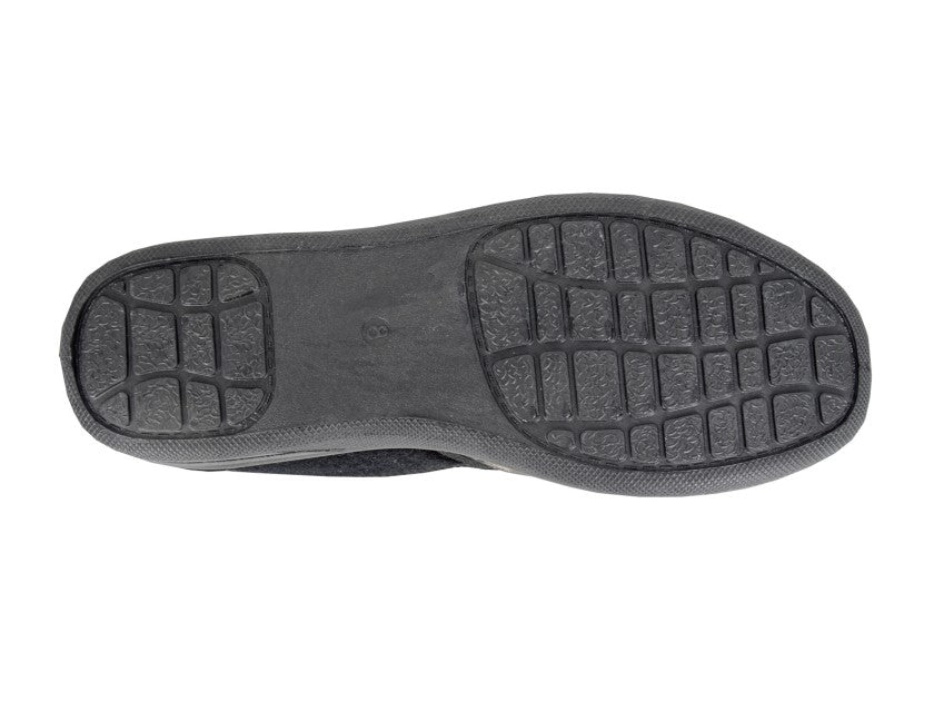 Austin/Kevin Mens Black Soft Velour Twin Gusset Full  Slippers With Rubber Sole