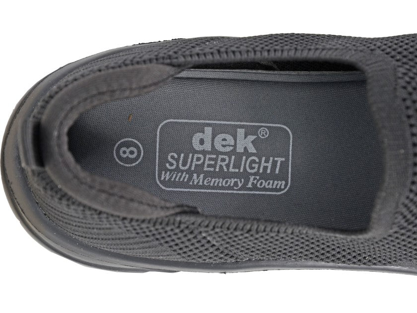 DEK M443 Mens Black Fly Knit Super Light Weight Slip On Trainers With Memory Foam Insoles