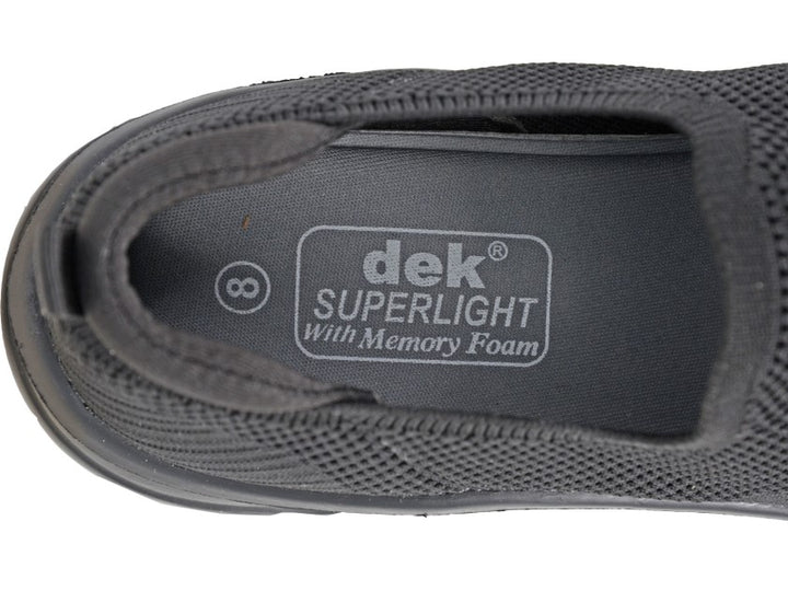 DEK M443 Mens Black Fly Knit Super Light Weight Slip On Trainers With Memory Foam Insoles