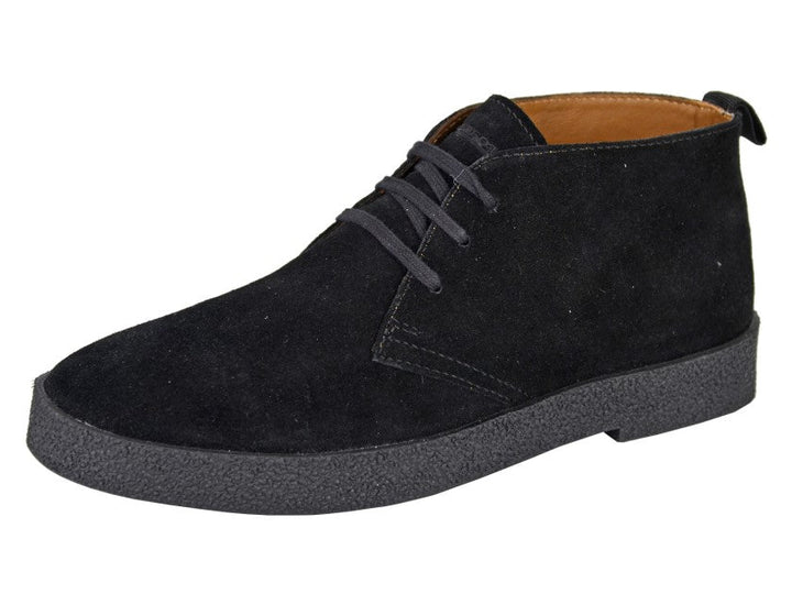 Roamers M759 Mens Suede Leather 3 Eyelet Lace Up Chukka Bullet Desert Boots Black