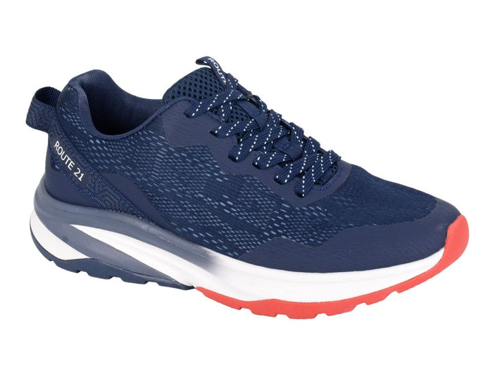 Route 21 M842 Mens Textile Light Weight 6 Eyelet Lace Up Leisure Trainers Navy Combination