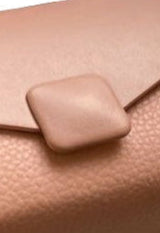 Ladies Designer Inspired Small Grab Handle Tote Handbag With Square Button Detail Detachable Strap Pink