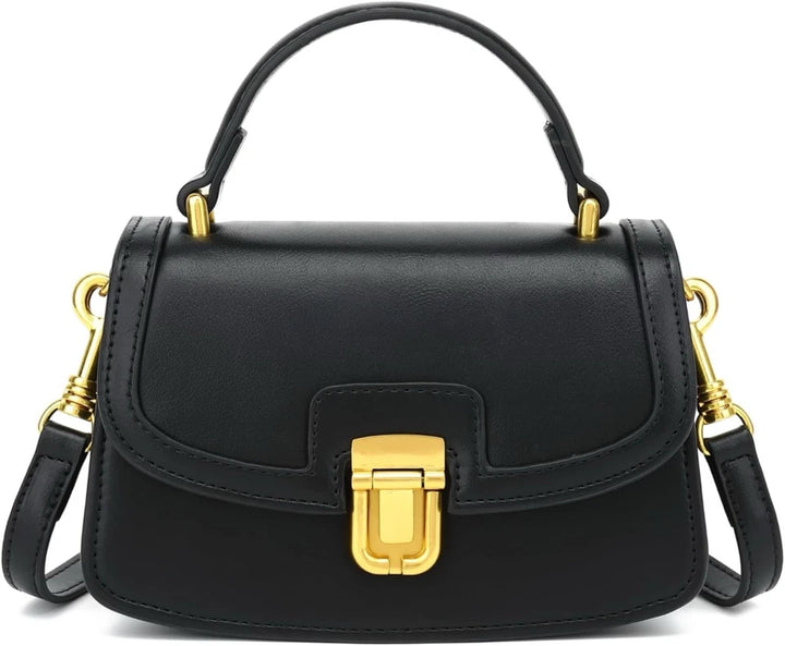 Ladies Cute Grab Handle Handbag With Detachable Strap Black