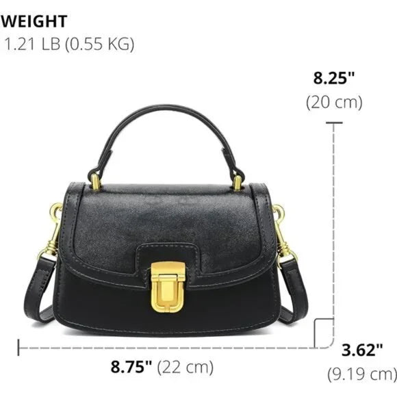 Ladies Cute Grab Handle Handbag With Detachable Strap Black