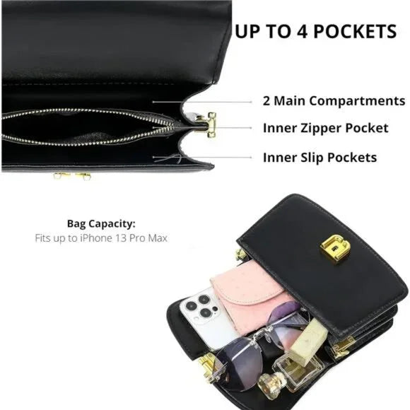 Ladies Cute Grab Handle Handbag With Detachable Strap Black