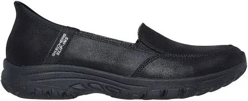 Skechers 2.0 Slip Ins Reggae Fest Classically Ladies Relaxed Fit  Black Textile Hands Free Slip On Sports Shoes