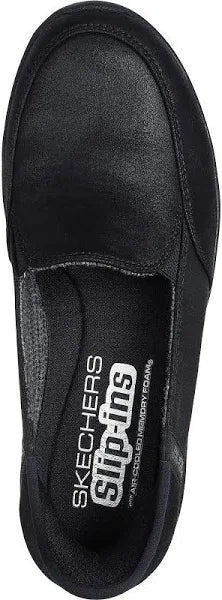 Skechers 2.0 Slip Ins Reggae Fest Classically Ladies Relaxed Fit  Black Textile Hands Free Slip On Sports Shoes