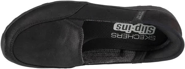 Skechers 2.0 Slip Ins Reggae Fest Classically Ladies Relaxed Fit  Black Textile Hands Free Slip On Sports Shoes
