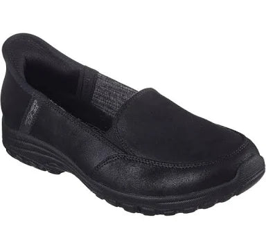 Skechers 2.0 Slip Ins Reggae Fest Classically Ladies Relaxed Fit  Black Textile Hands Free Slip On Sports Shoes