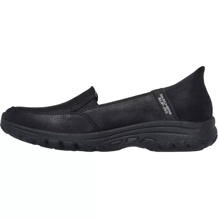 Skechers 2.0 Slip Ins Reggae Fest Classically Ladies Relaxed Fit  Black Textile Hands Free Slip On Sports Shoes