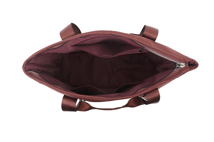 Long & Son Ladies Large Over Night Weekend Fabric Travel Bag Hand Luggage With Beaded Keyring Burgundy