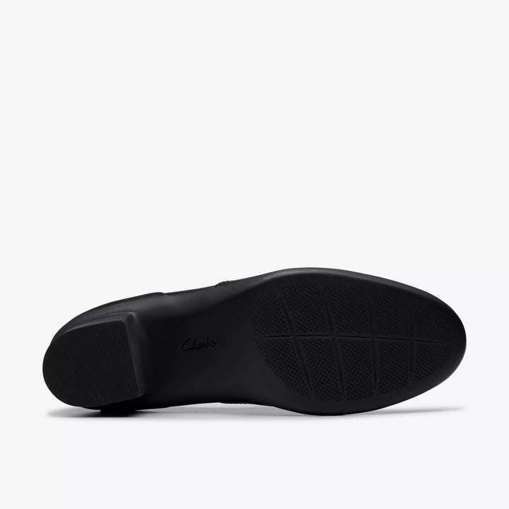 Clarks Shaya Tess Ladies Black Leather High Front Elasticated Slip On Trouser Shoes