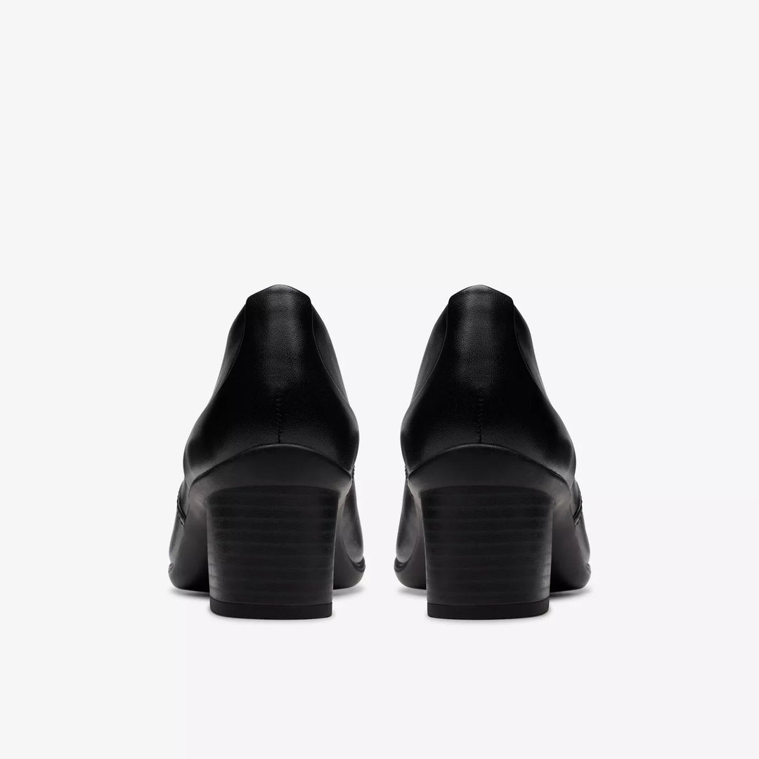 Clarks Shaya Tess Ladies Black Leather High Front Elasticated Slip On Trouser Shoes