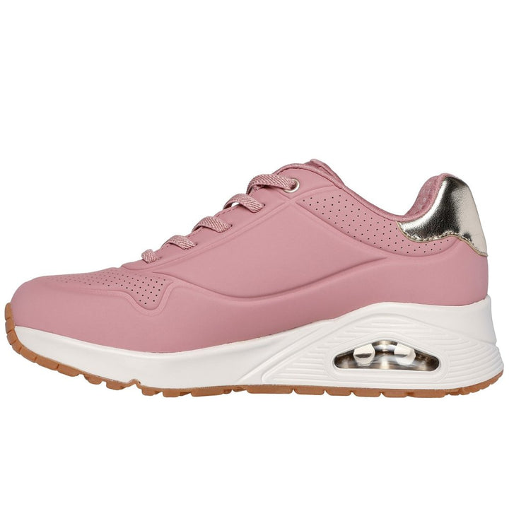 Skechers Street Uno Shimmer Away Ladies Bungee Lace Slip On Wedge Wipe Clean Athleisure Trainers Pink