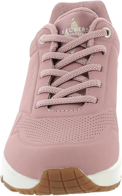 Skechers Street Uno Shimmer Away Ladies Bungee Lace Slip On Wedge Wipe Clean Athleisure Trainers Pink