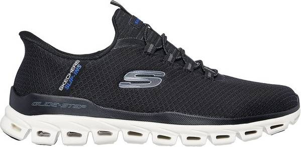 Skechers Slip Ins Glide Step Noxus Bungee Elasticated Hands Free Slip On Trainers With Memory Foam Black