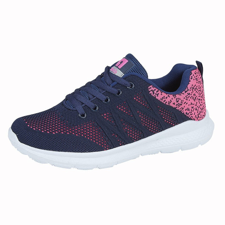 Dek T734 Womens Navy/Fuschia Fly Knit Lace Up Memory Foam Super Light Trainers