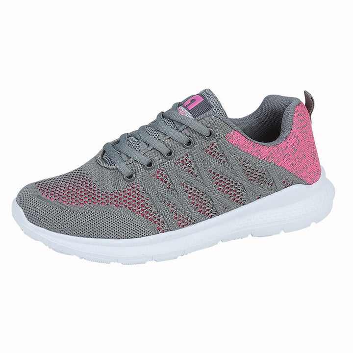 Dek T734 Womens Grey/Pink Fly Knit Lace Up Memory Foam Super Light Trainers (Copy)