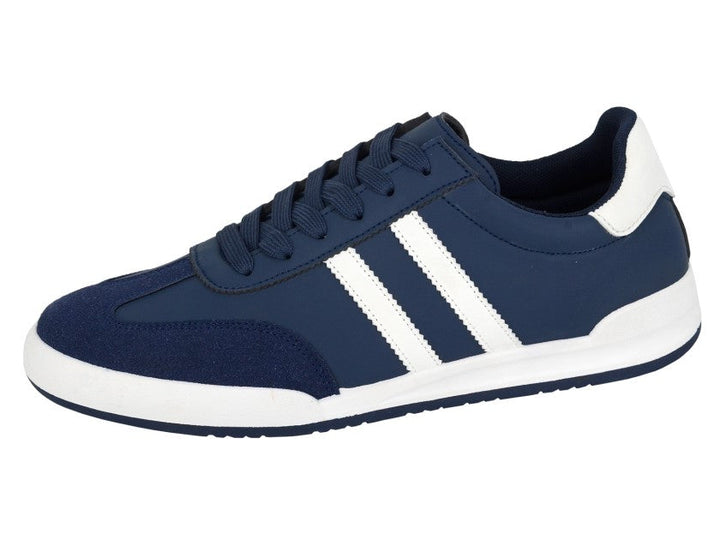 Dek T769CG Men's Navy/White Synthetic Nubuck/Microfibre Twin Stripe Retro Lace Trainer