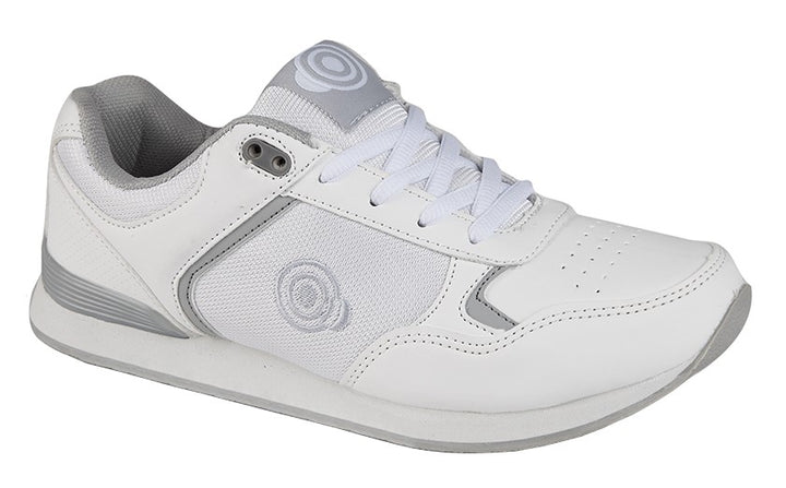 Dek T838 Kitty Ladies White Faux Leather Trainer Style Bowling Shoes With Lace Up Fastening