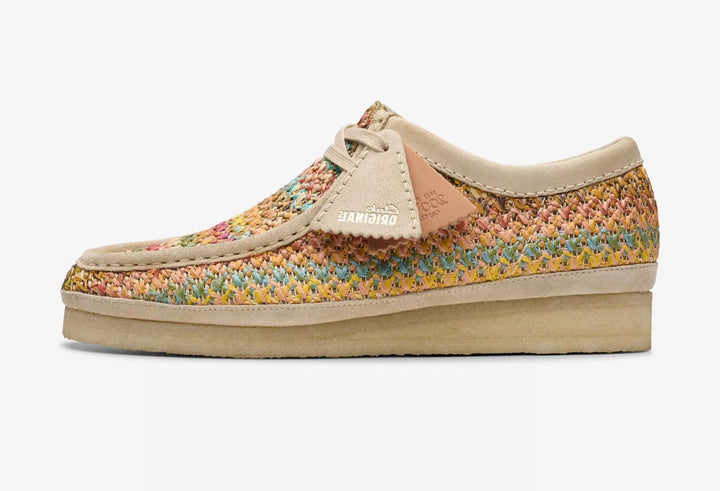 Clarks Originals Wallabees Raffia Lace Up Crepe Sole Shoes Multi Coloured